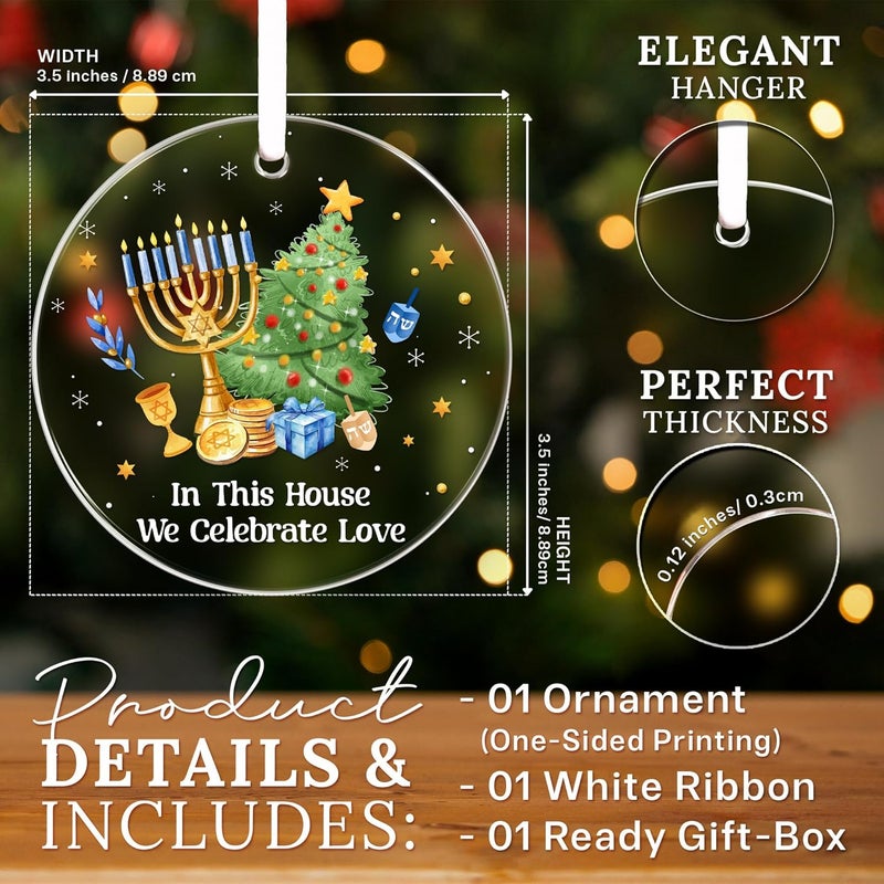 HEXMOZ Hanukkah Gifts - Hanukkah Ornaments for Tree, Jewish Ornaments, Chanukkah Christmas Ornament - Jewish for Women, Men, Adults - Acrylic 2025 Ornament Decoration for Home - Image 2